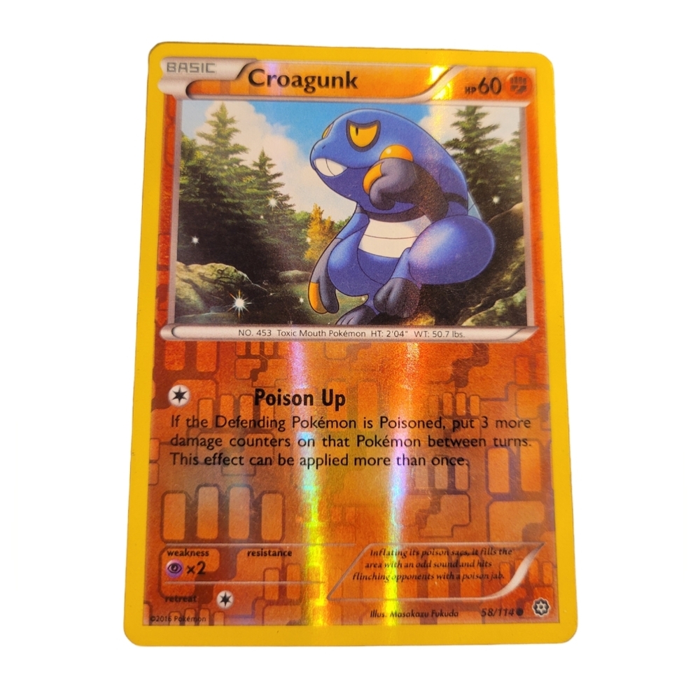 Pokemon TCG Croagunk Card 58/114, XY Steam Siege, Rare Reverse Holo